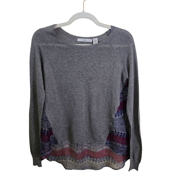 Subtle Luxury Mixed Media Sweater Printed Fabric Cashmere Silk Blend Size XS/S - Picture 1 of 9